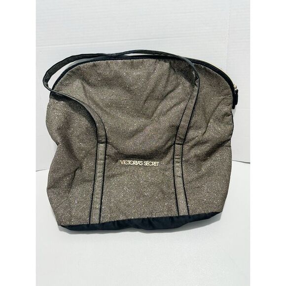 Victoria's Secret Women's Weekender‎ Metallic Glitter Tote Bag Gold Black - Picture 14 of 14